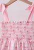 Pink bow smocked ruffle dress