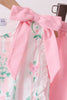 Pink floral print bow ruffle shorts set