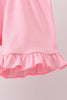 Pink floral print bow ruffle shorts set