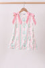 Pink floral print bow dress