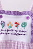 Purple floral embroidery gingham ruffle shorts set