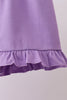 Purple floral embroidery gingham ruffle shorts set