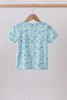 Blue beach print pocket top