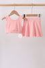 Pink Scalloped Yoga Skorts Set
