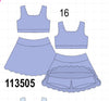 Violet Scalloped Yoga Skorts Set