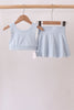 Blue Scalloped Yoga Skorts Set