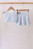 Blue Scalloped Yoga Skorts Set