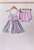 Purple floral print bow bloomer set