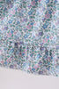 Purple floral print bow ruffle dress