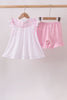 Pink Bow Smocked Swiss Dot Shorts Set