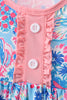 Pink tropical floral print ruffle bow bloomer set