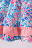 Pink tropical floral print ruffle dress