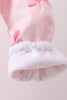 Pink bow print ruffle raincoat