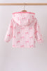 Pink bow print ruffle raincoat