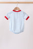 Blue Fire Engine Stripe Embroidered Bubble