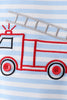 Blue Fire Engine Stripe Embroidered Set