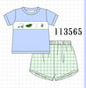 Green Golf Embroidered Gingham Set