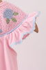 Pink Hydrangea Bow Smocked Bubble