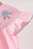Pink Hydrangea Bow Smocked Dress