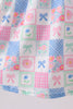 Green Bow Embroidered Checkered Dress
