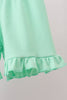 Green Bow Checkered Ruffle Shorts Set
