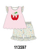 Pink Apple Bow Applique Set