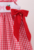 Red Apple Bow Smocked Gingham Dress