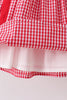Red Apple Bow Smocked Gingham Dress
