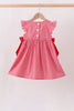 Red Apple Bow Smocked Gingham Dress