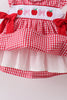 Red Apple Bow Smocked Gingham Ruffle Shorts Set