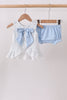 Blue Floral Smocked Ruffle Bloomer Set