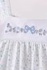 Blue Floral Embroidered Ruffle Shorts Set