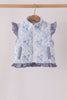 Blue floral ruffle vest