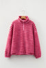 Pink Stripe Quarter Zip Fleece Oversize Sweatshirt