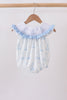 Blue Sailboat Smocked Ruffle Bubble