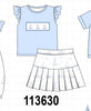 Blue Sailboat Embroidered Skorts Set