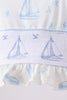 Blue Sailboat Smocked 2PC Swimsuit