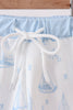 Blue Sailboat Embroidered Swim Trunks