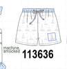 Blue Sailboat Embroidered Swim Trunks