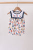 Blue Sailboat Embroidered Ruffle Bubble