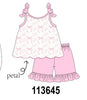 Pink Bow Print Ruffle Shorts Set