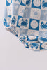 Blue Crab Embroidered Checkered Ruffle Bubble
