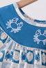Blue Crab Embroidered Checkered Ruffle Shorts Set