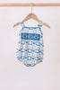 Blue Crab Embroidered Checkered Bubble