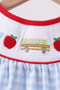 Blue School Bus Smocked Gingham Ruffle Shorts Set