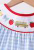 Blue School Bus Smocked Gingham Dress