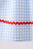 Blue School Bus Smocked Gingham Dress