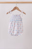 Blue Floral Smocked Bubble