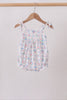 Blue Floral Smocked Bubble