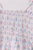 Blue Floral Smocked Mom Dress